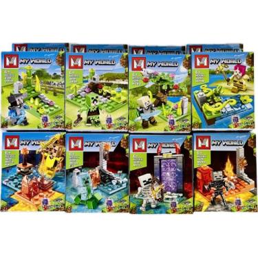 Imagem de Kit com 8 Lego Minecraft - Com 361 peças - Incluso personagens e cenár