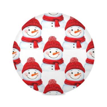 Imagem de Wassud Jogo americano chapéus de Papai Noel tapetes de mesa redondos para cozinha e jantar tapetes laváveis resistentes ao calor decoração de mesa 39 cm
