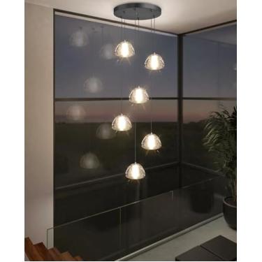 Imagem de Lustre de cristal moderno com 6 lâmpadas LED para entrada, sala de jantar, quarto, hall de entrada, escada e sala de estar (3000K).