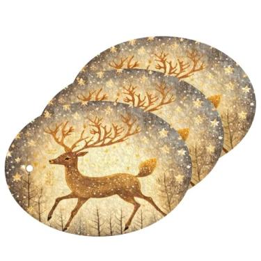 Imagem de Wassud Linda esponja de polpa de madeira de rena para louças, pacote com 3 esponjas de cozinha para limpeza, esfregão resistente para panelas antiaderentes pia banheiro, suprimentos de limpeza