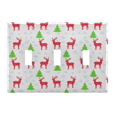Imagem de Burbuja Capa de placa de parede para interruptor de luz de veado de árvore de inverno, placa decorativa de parede, parafusos incluídos, 3 faixas