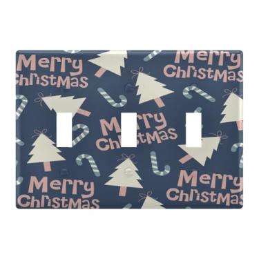 Imagem de Burbuja Capa de placa de parede para interruptor de luz de árvores de Natal, placa decorativa de parede, parafusos incluídos, 3 gangos