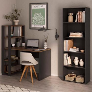 Imagem de Mesa Escrivaninha E Estante 5 Prateleiras Arly Pinho Preto