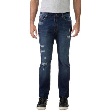 Imagem de Calça Jeans Slim Straight Puidos Guess Azul Escuro-Masculino
