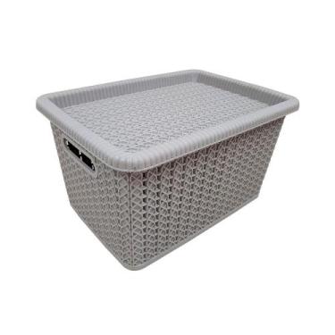 Imagem de Caixa Organizadora São Bernardo em Rattan Cinza 5L, UNICA