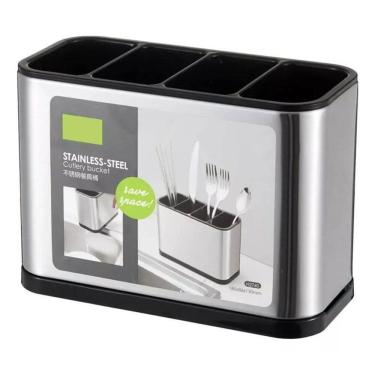 Imagem de Porta Talheres Escorredor Pia Inox Organizador Utensílios