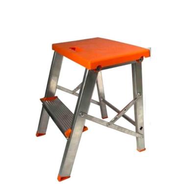 Imagem de Escada De Alumínio Banqueta Domestica Residencial 3 4 Degraus Reforçada Banqueta 2- Altura Ajustável para Tarefas Altas (Até 150kg)(BANQUETA 1 DEGRAU + PATAMAR)