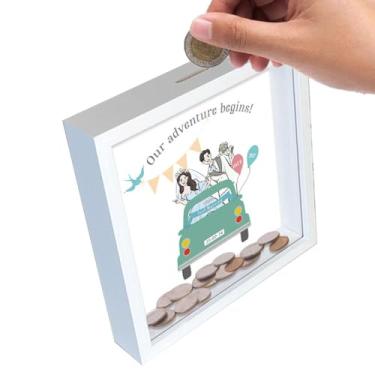 Imagem de Quadro de Foto Imagem Porquinho Dinheiro Banco Caixa Moedas Berçário Decoração Casa Artes Madeira para Menina Menino Cri