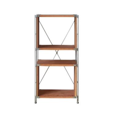 Imagem de Suporte para armazenamento de CDs Suporte multifuncional para discos de vinil em madeira com suporte aço inoxidável para sala estar