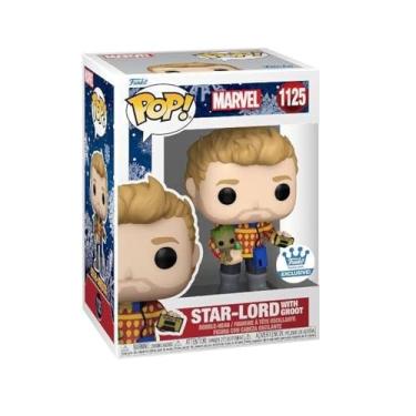 Imagem de Funko Pop! Marvel: The Guardians of the Galaxy Holiday Special - Boneco de vinil exclusivo do Senhor das Estrelas com Groot