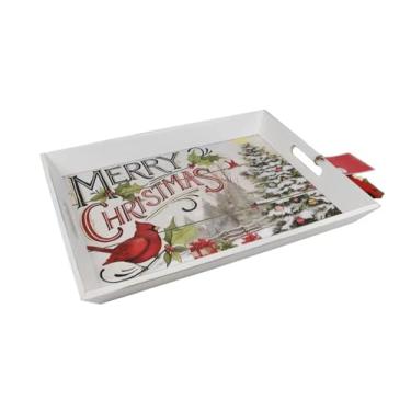 Imagem de Bandeja decorativa tipo madera color blanco 17,7 x 13,3 pulgadas | Ideal para café, cocina ou centro de mesa