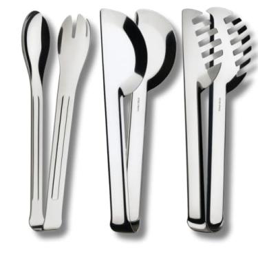 Imagem de Kit 4 Utensílios Para Cozinha Inox Pegador Universal Pegador de Massas e Pegador de Salada e Frios(3 PEÇAS)
