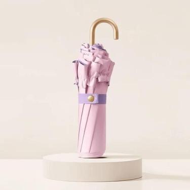 Imagem de Guarda-Sol Portátil Dobrável De Cor Pura Com Proteção UV, Sombrinha De