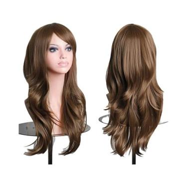 Imagem de Peruca Sintética Longa Ondulada Rosa Roxa De 70cm Para Mulheres Fantas