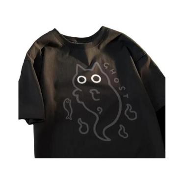 Imagem de Camiseta De Manga Curta Ghost Cat Para Mulheres, Marca De Moda Japones