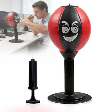 Imagem de Jegxemt Saco de pancadas de mesa com base de ventosa, bola de boxe de mola de aço para escritório e casa, alívio de estresse e exercícios divertidos para adultos e crianças, presente ideal para