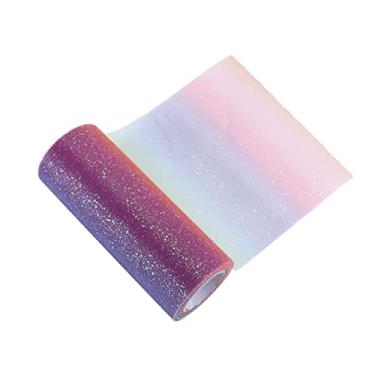 Imagem de Cuofyunl -íris glitter tule longo flexível requintado conveniente prático ampla aplicação espumante tule para festa de casamento (Arco-íris)
