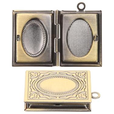 Imagem de LIFKOME Colares femininos, 2 peças, medalhão de livro da Bíblia, berloque de joias de Páscoa, design de livro vintage, mini medalhões de fotos para colar com pingente, chaveiro, fabricação de chaveiros, colar