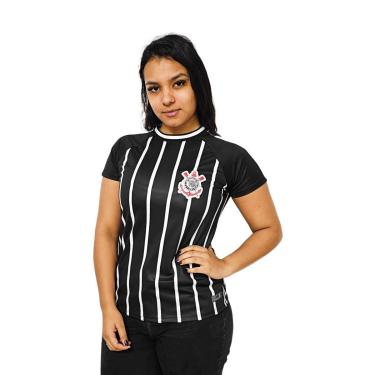 Imagem de Camisa Corinthians Baby Look Listrada Recortes - Feminina Tamanho:M;Cor:;Gênero:Feminino-Feminino