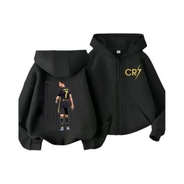 Imagem de Moletom Com Zíper Para Meninos Ronaldo CR7 Estrela Do Futebol Volta Às