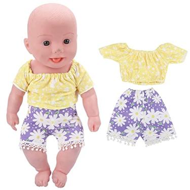Imagem de Generic Roupas de Bonecas para Meninas, Saia Estilosa Com Estampa de Flores Coloridas, Tecido Adequado para a Pele, Conveniente para As Crianças Brincarem (Q18-775 Margaridas amarelas e roxas)