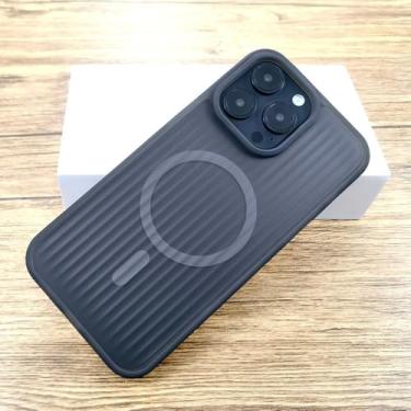 Imagem de Capa fosca de luxo com textura ondulada para iPhone 17, 16, 15, 14, 13, 12 Pro Max e 16 Pro, cinza, para iPhone 16 Pro Max.