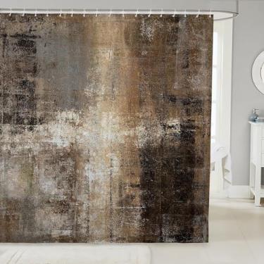 Imagem de Erosebridal Cortina de chuveiro com pintura a óleo para crianças, meninos e meninas, cortina de banheiro ombré grunge 183 x 213 cm, cortina de banho aquarela marrom hippie, cortina de chuveiro retrô