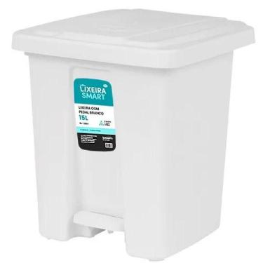 Imagem de Lixeira Plástica Branca 15L Com Pedal Reforçada Multiuso - Yeet