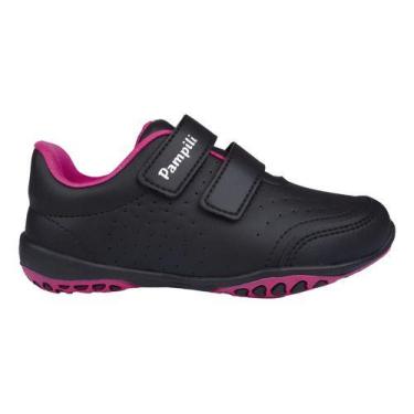 Imagem de Tenis infantil feminino pampili honey escolar colegial, Preto, Pink, 2