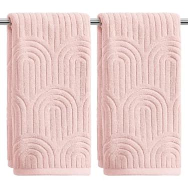 Imagem de Artoid Mode 2 peças de toalhas de mão rosa 3D arqueadas jacquard para banheiro, 100% algodão macio absorvente toalha de decoração de banheiro, 14,7 x 29,5 polegadas