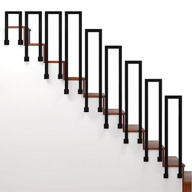 Imagem de Corrimão de escada interna de ferro forjado para corrimão de transição de 1 degrau para varanda frontal escadaria balaustrada trilho de apoio lateral para corredor Villa Loft 95 cm (2,1 pés)