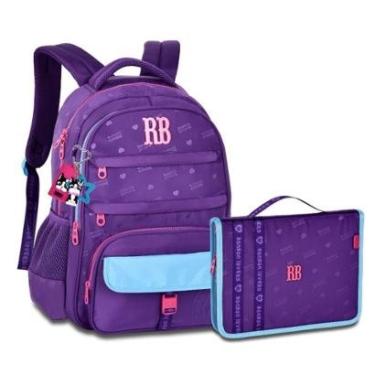 Imagem de Mochila Resistente com Estojo Fichário Grande Kit Rebecca Bonbon-Feminino