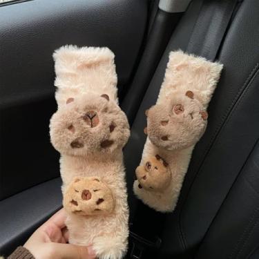 Imagem de Bielpord Capa de cinto de segurança com 2 peças, capas de cinto de segurança fofas Kawaii Animal Capybara para crianças, almofada macia para cinto de segurança, almofadas de alça de assento de carro