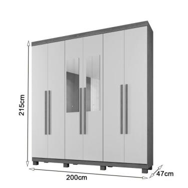 Imagem de Roupeiro Com Espelho Milão 6 Portas 3 Gavetas Benetil Cor:cinamomo
