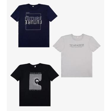 Imagem de Kit 3 Camisetas Adulto Masculino em Meia Malha Rovitex Sortido, M, Sor