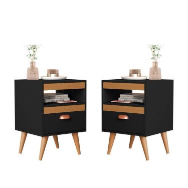 Imagem de Kit Mesa Cabeceira 2 Unidades Preto Ype Preto