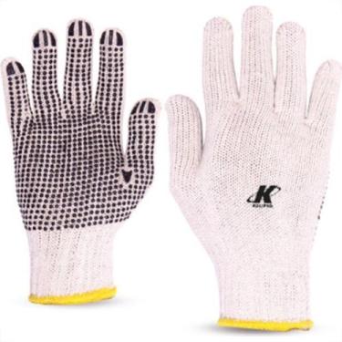 Imagem de Luva Malha Kalipso Branca Trico Pigmentado Preto Par - Kit C/12, Branc
