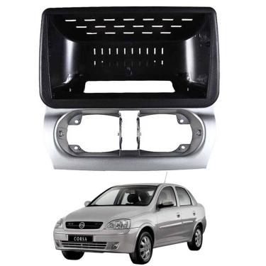Imagem de Moldura 9 Polegadas Corsa Maxx/Premium 2004 à 2012 Preta Prata Painel Central Multimidia Som