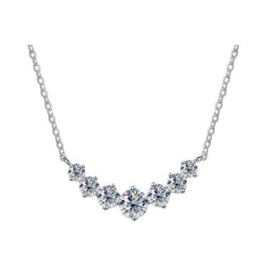 Imagem de Colar Feminino Banhado a Ouro Branco Com Moissanite Joia Fina Para Cas