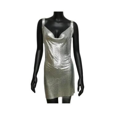 Imagem de Vestido Mini Feminino Sexy Com Lantejoulas Metálicas, Decote Halter E 