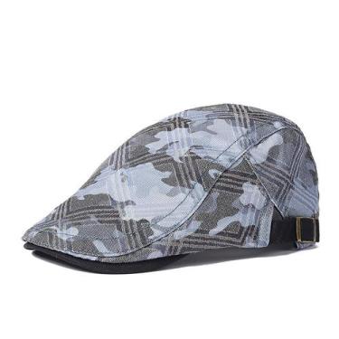 Imagem de Boné Flat Camo Plaid Gatsby Newsboy ajustável para homens - Yiweisai