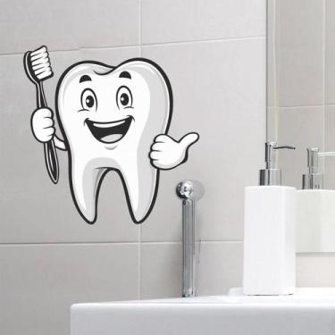 Imagem de Adesivos de parede Happy Tooth Cartoon com escova de dentes em PVC 18x
