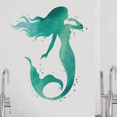 Imagem de Adesivos de parede Mermaid Watercolor Style PVC 30x40cm - yiweisai