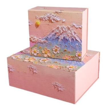 Imagem de Caixas de presente elegantes rosa com tampas Mountain and Blossom, 2 u