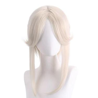 Imagem de Peruca de cosplay elegante loira platinada de 50 cm resistente ao calo