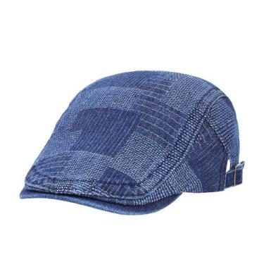 Imagem de Chapéu unissex, jeans, patchwork, boné plano, Gatsby Newsboy, 56-58 cm