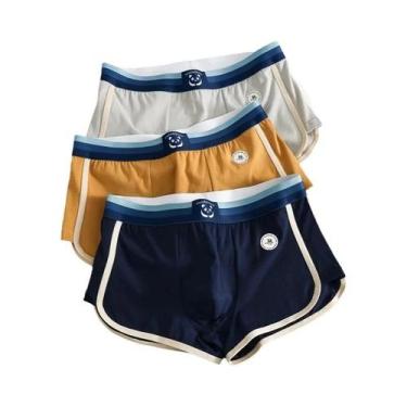 Imagem de Cuecas Boxer Masculinas De Algodão Respirável Em Cores Sólidas, Conjun