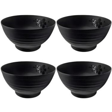 Imagem de Kit 4 Tigela Ondulada de Melamina Linha Premium Kanpai - Preto - 1000m