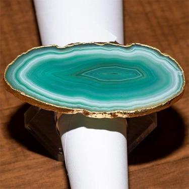 Imagem de Porta Guardanapo Agata Verde Natural Base Acrilico Sextavado - Cristai
