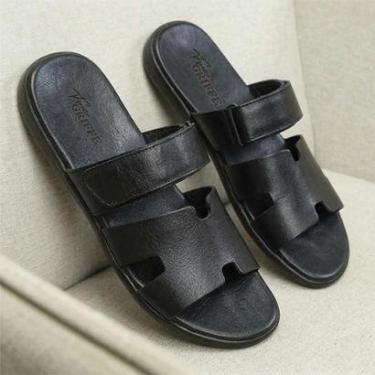 Imagem de Chinelo Masculino NJ2 Couro Legitimo 38 ao 44 Anatômico Fivela Ajustável-Masculino